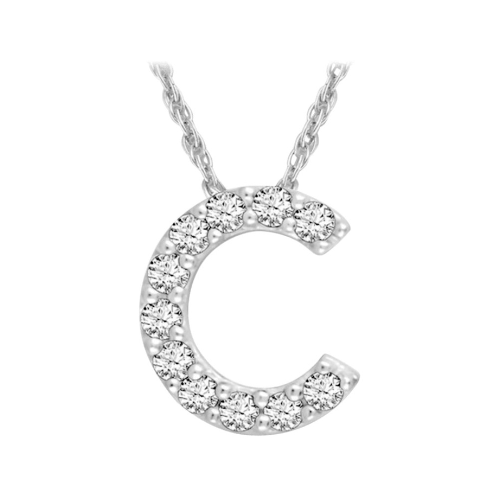 (C) Tamborat Jewelry 10k White Gold Plated Initial Necklaces